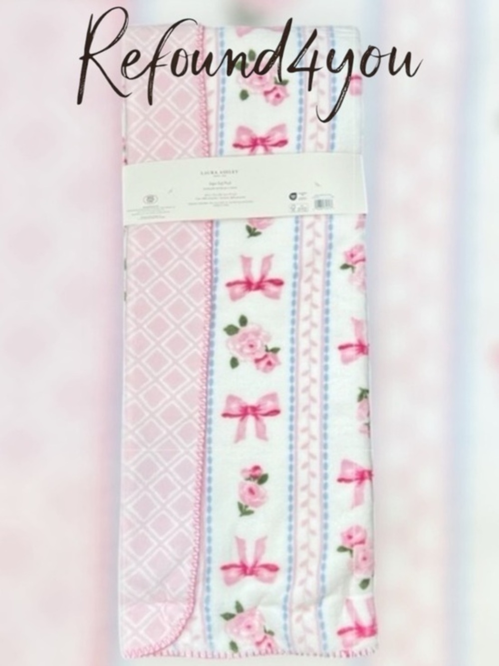 Laura Ashley - ‘Pretty in Pink’ designer reversible throw. 50” x 70” NWT. Firm!